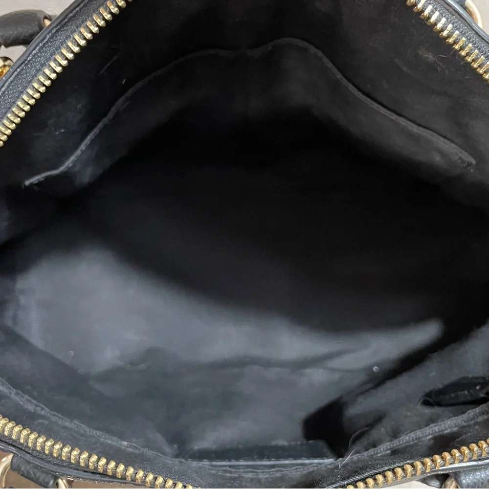 Authentic COACH Black Leather CORA Dome SATCHEL Designer BAG Purse w Strap
